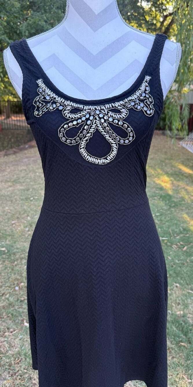 Stoosh Dress Size M Black Beaded